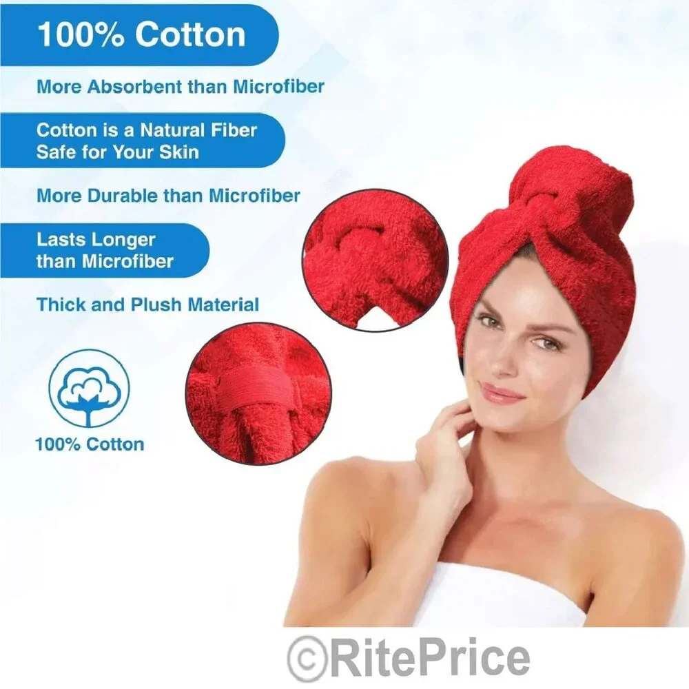 Turban Towels Twist Hair Quick Dry Microfiber Bath Hair Wrap Cap Hat Asst.(3 PK)